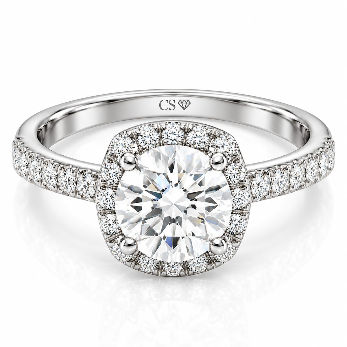 Round Halo Pave Set