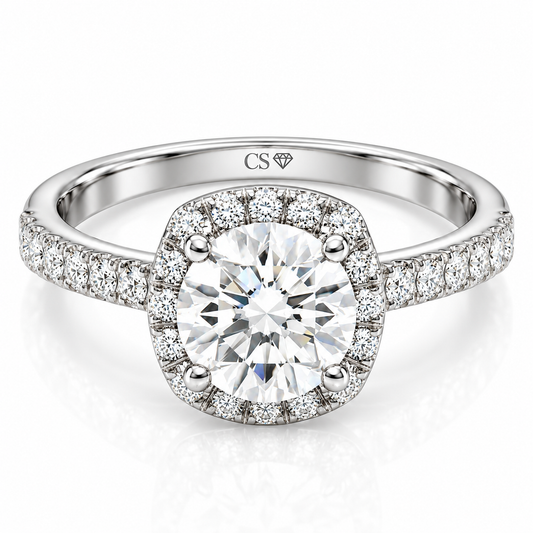 Round Halo Pave Set