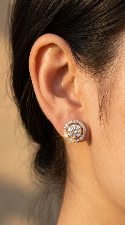 Round Halo Solitaire Studs