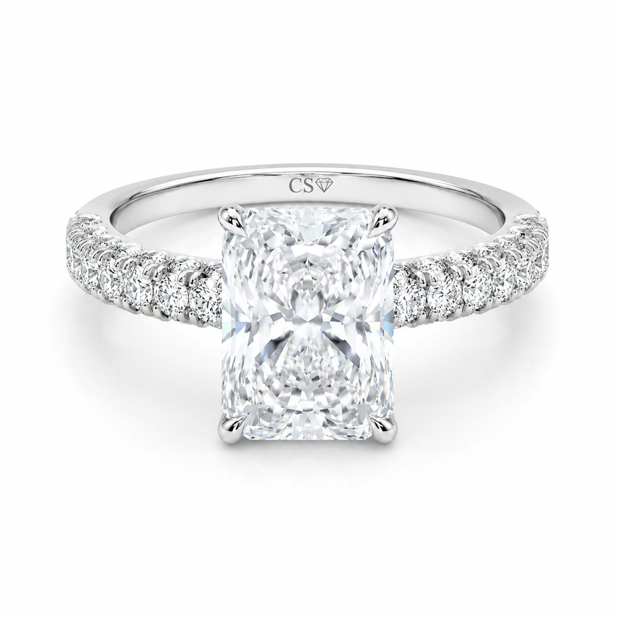 Radiant Half Band Hidden Halo Pave Set