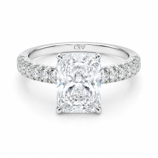 Radiant Half Band Hidden Halo Pave Set