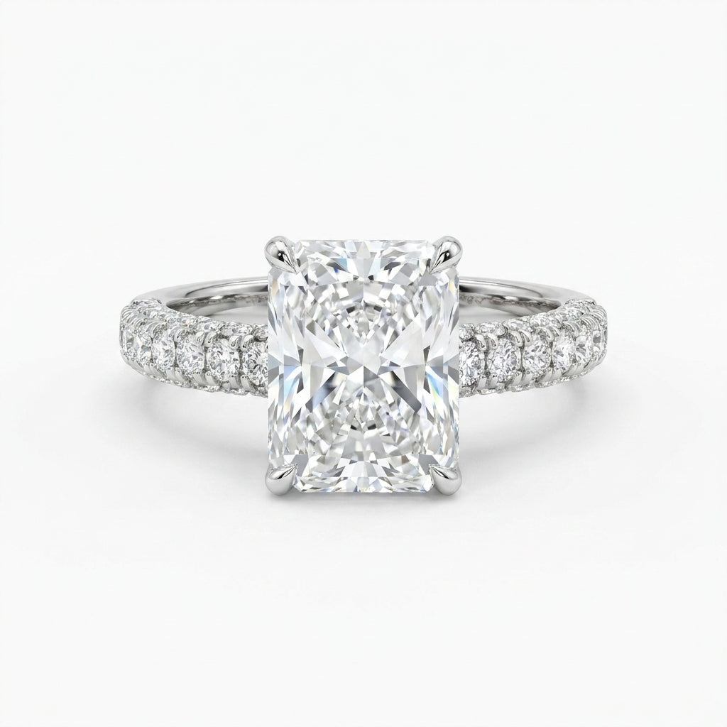 Radiant Half Band Hidden Halo Pave Set