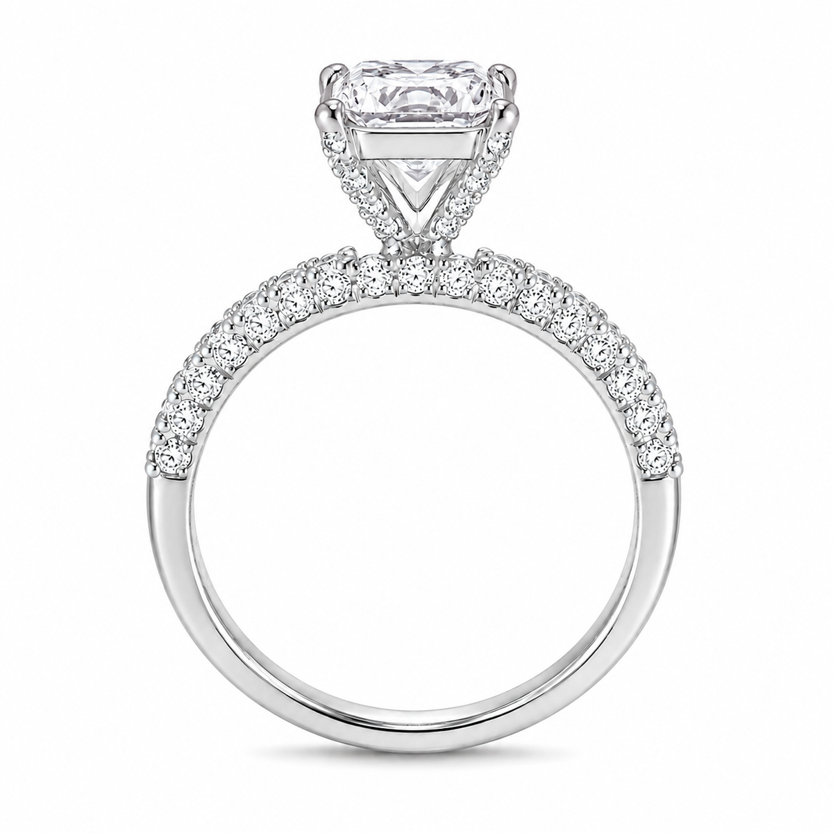 Radiant Half Band Hidden Halo Pave Set