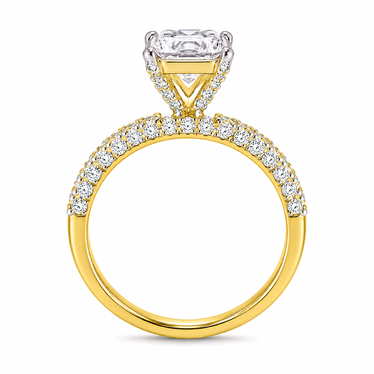 Radiant Half Band Hidden Halo Pave Set