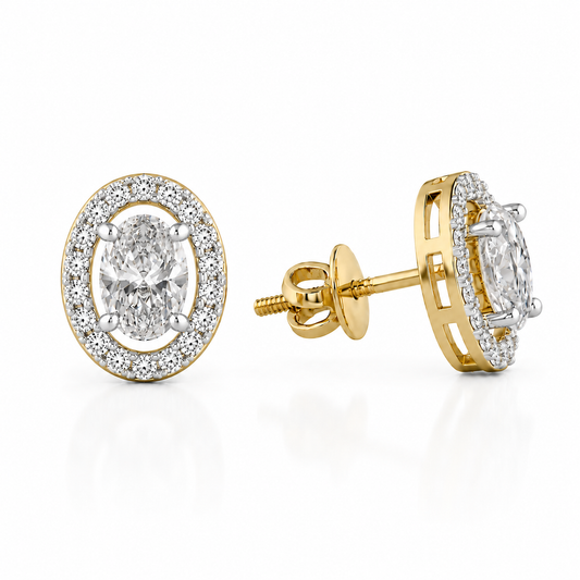 Oval Halo Solitaire Studs