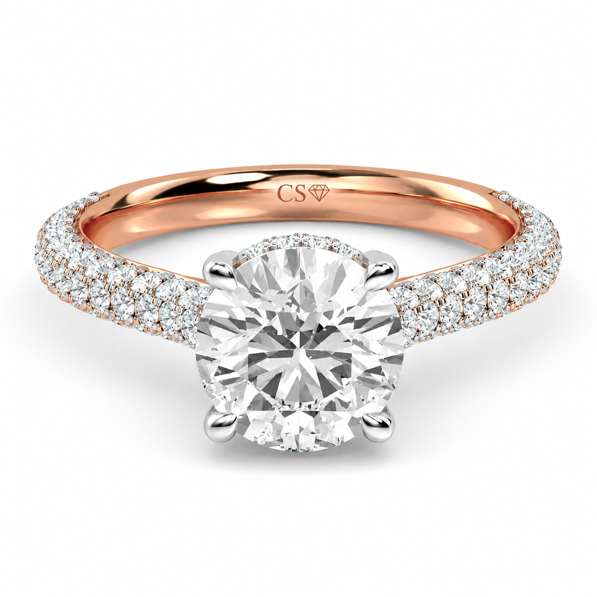 Round Hidden Halo Pave Set