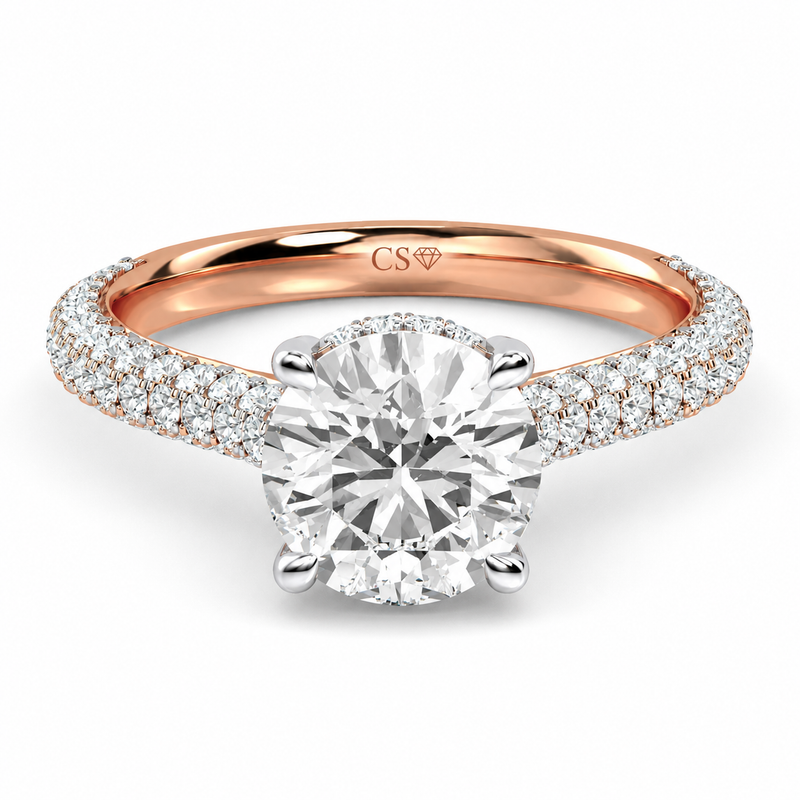 Round Hidden Halo Pave Set