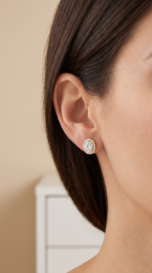 Oval Halo Solitaire Studs