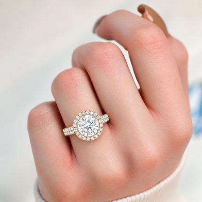 Round Halo Double Pave