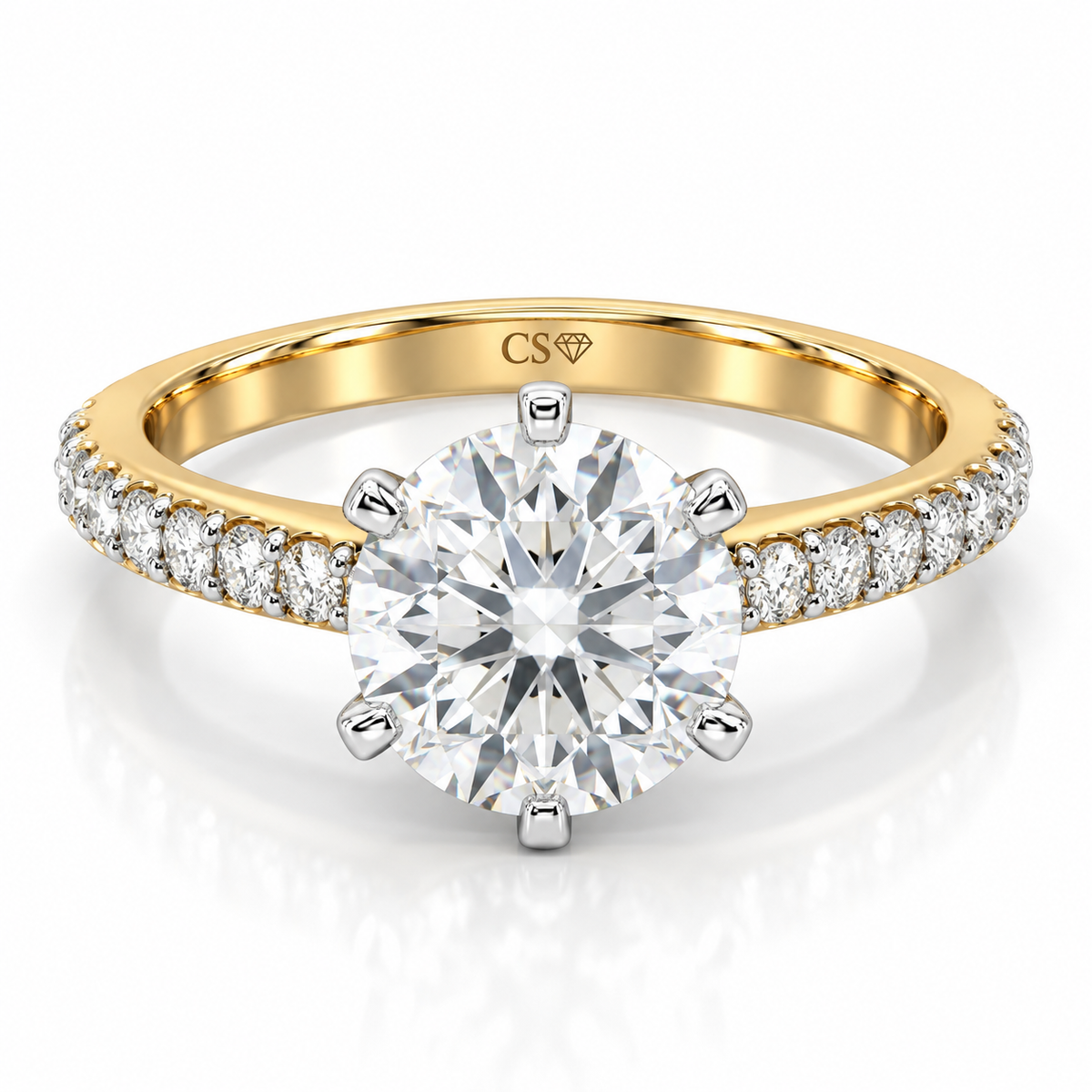 Round 6 Prong Pave Set