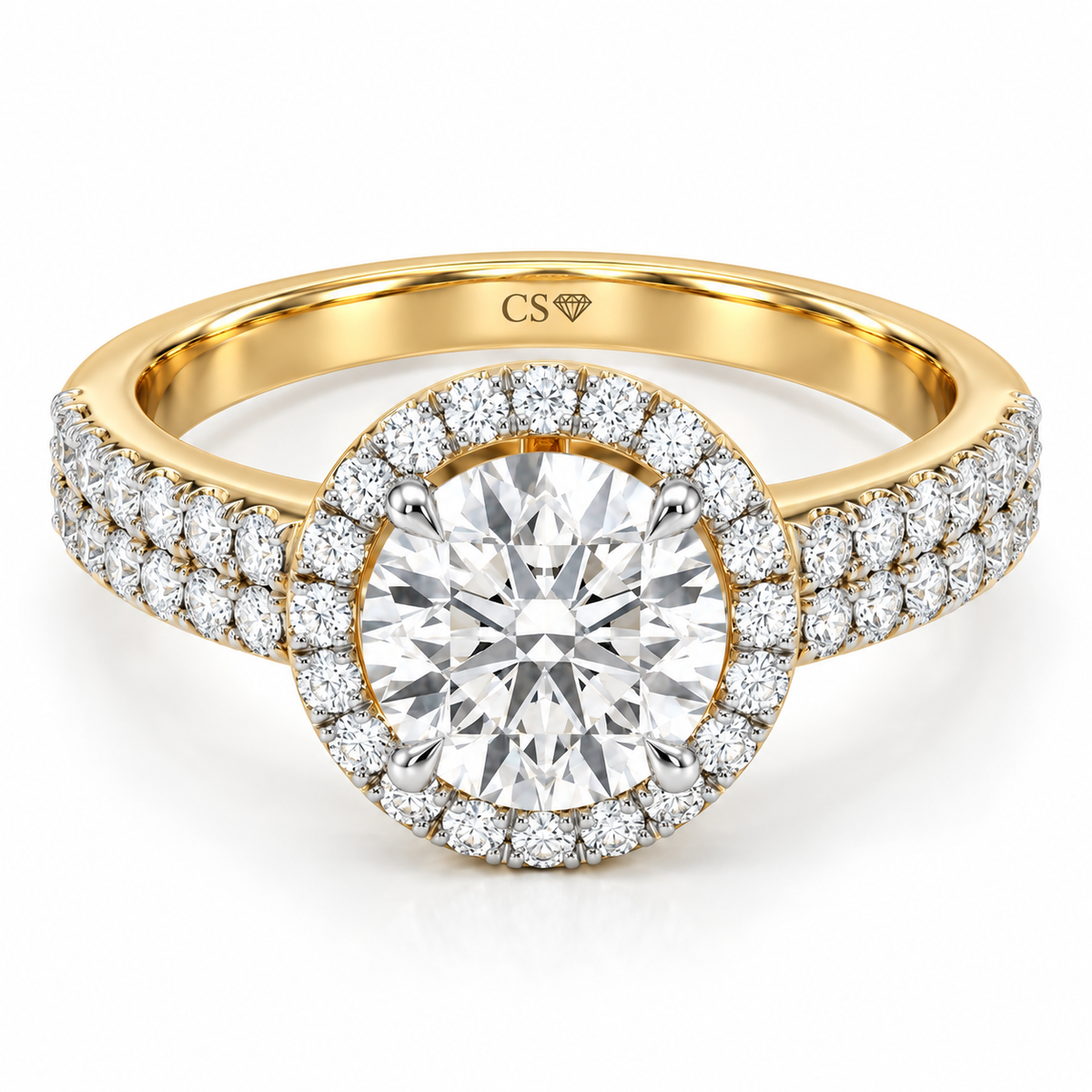 Round Halo Double Pave