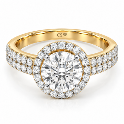 Round Halo Double Pave