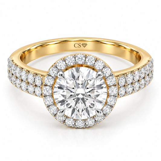 Round Halo Double Pave