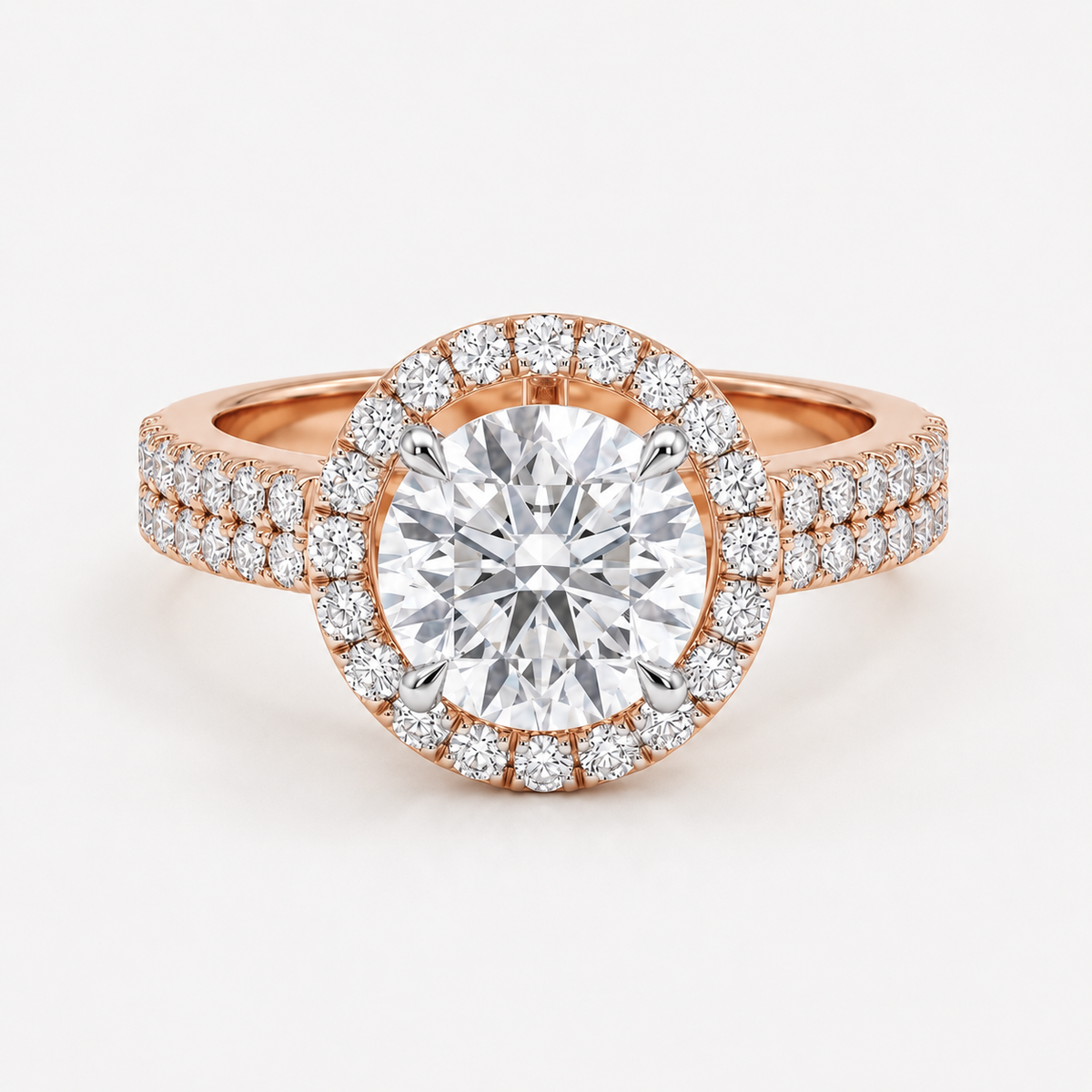 Round Halo Double Pave