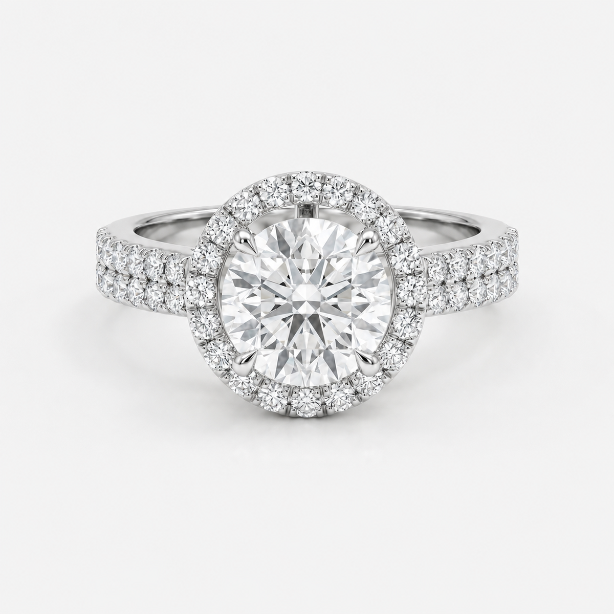Round Halo Double Pave