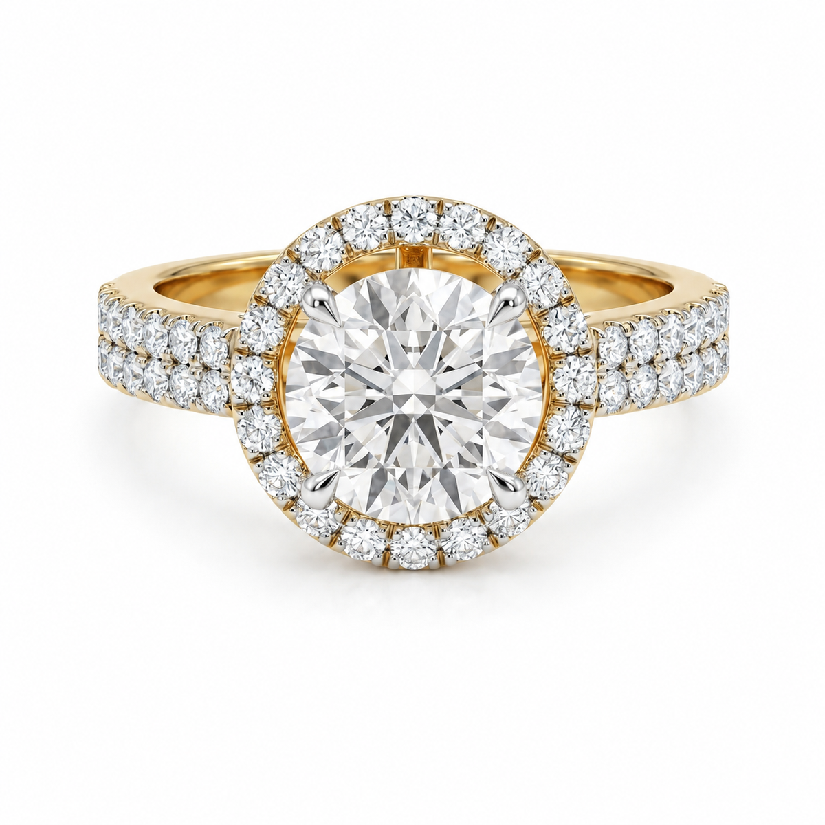 Round Halo Double Pave
