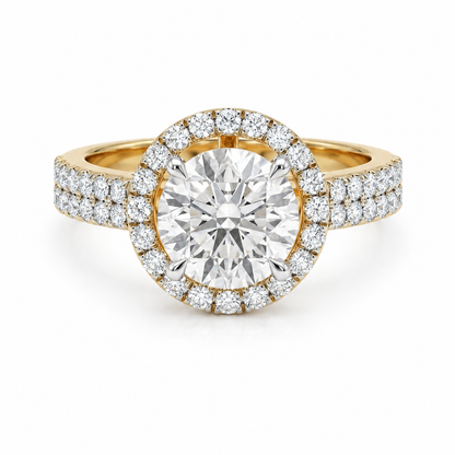 Round Halo Double Pave