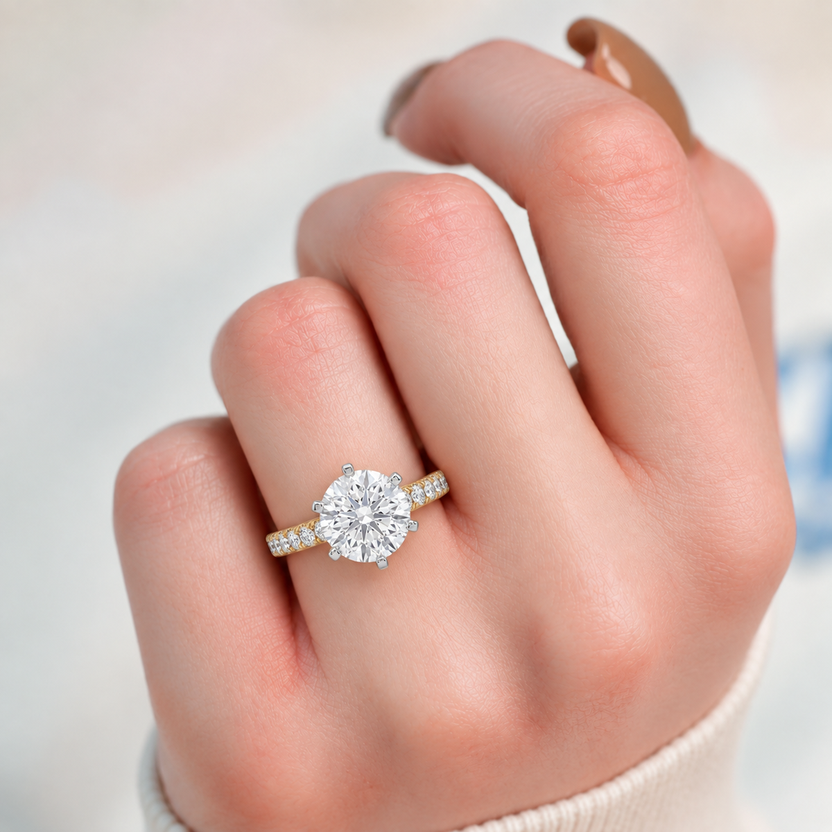 Round 6 Prong Pave Set