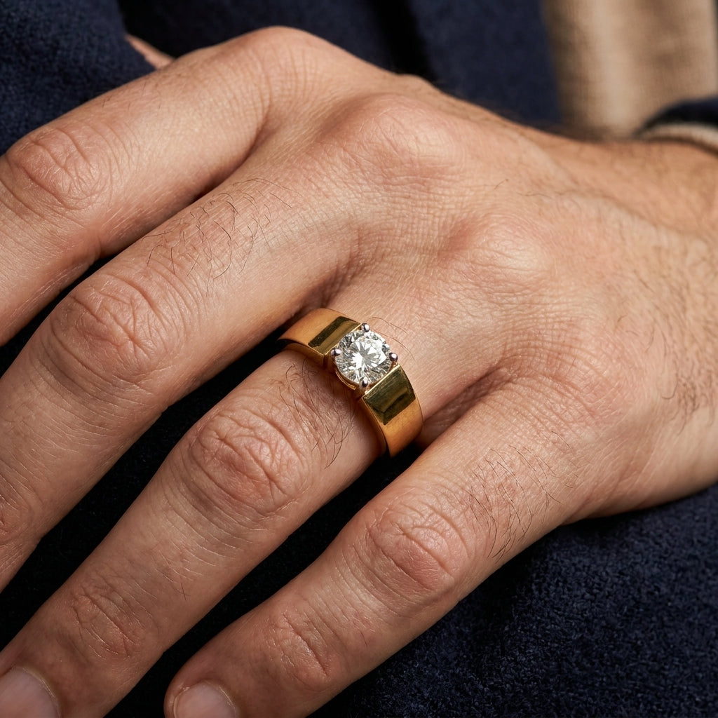 Simple Men's Solitaire Ring
