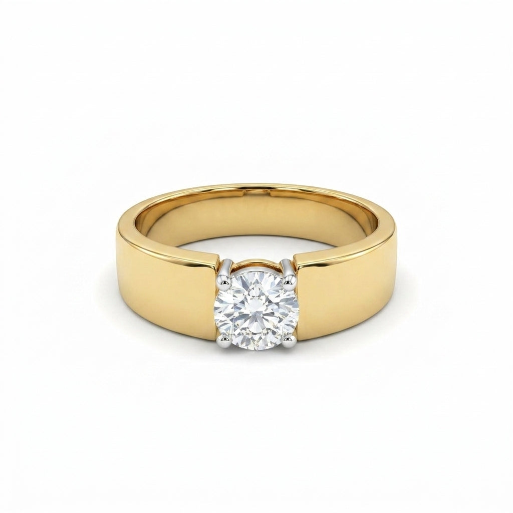 Simple Men's Solitaire Ring