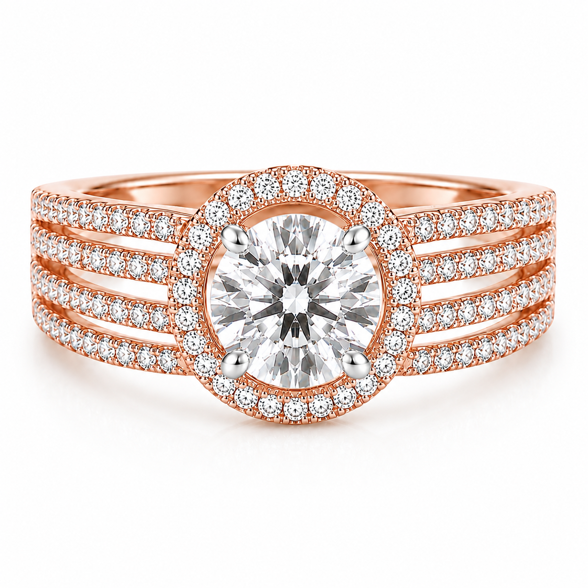 Round Halo Friple Pave