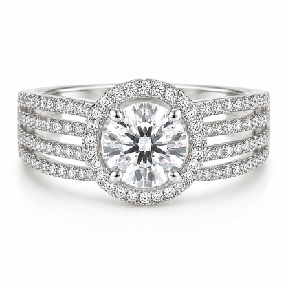 Round Halo Friple Pave