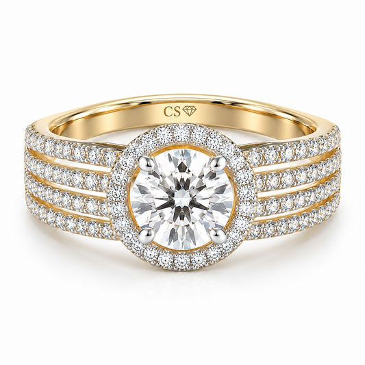 Round Halo Friple Pave