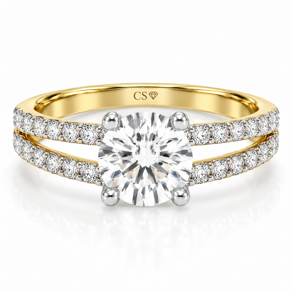 Round Split Pave