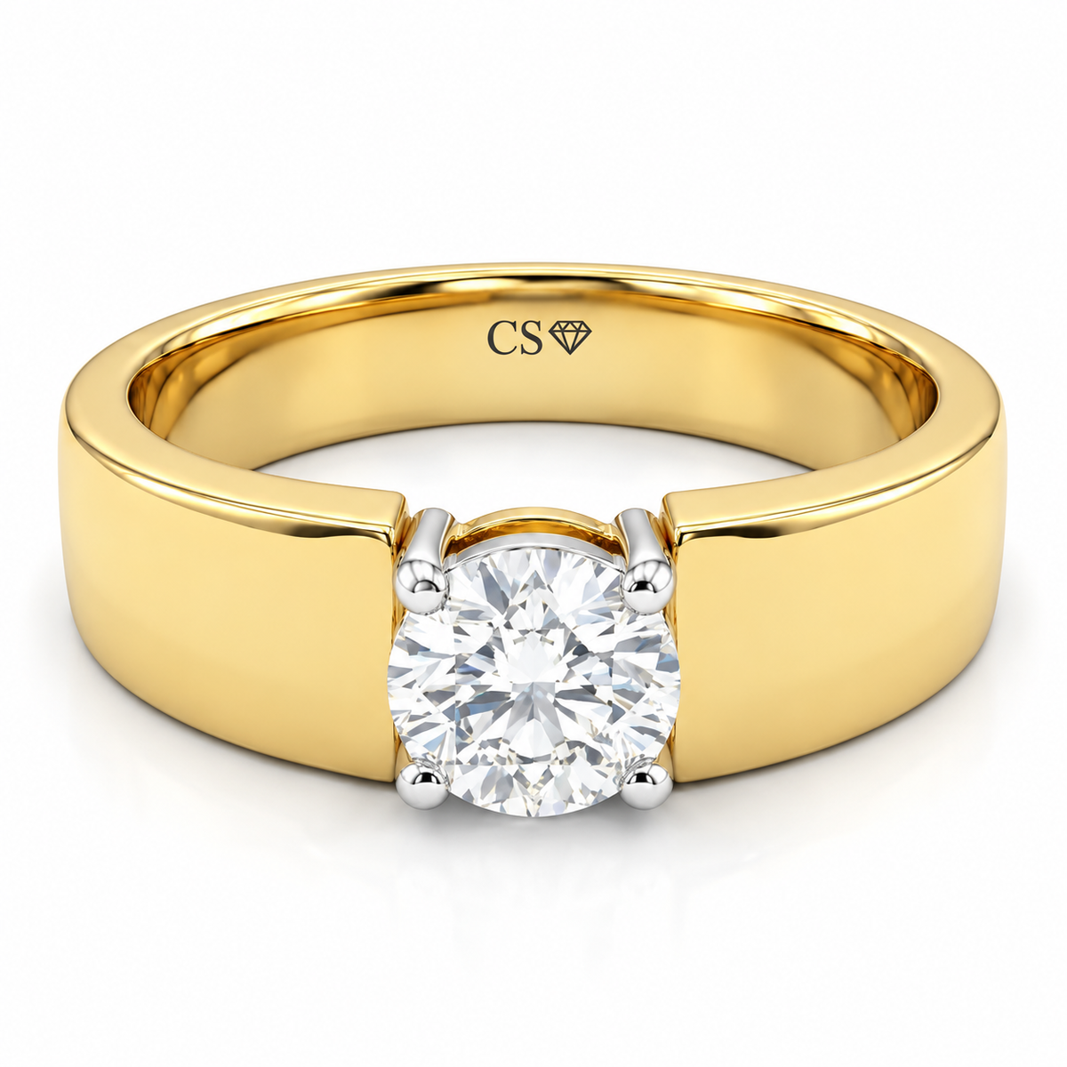 Simple Men's Solitaire Ring