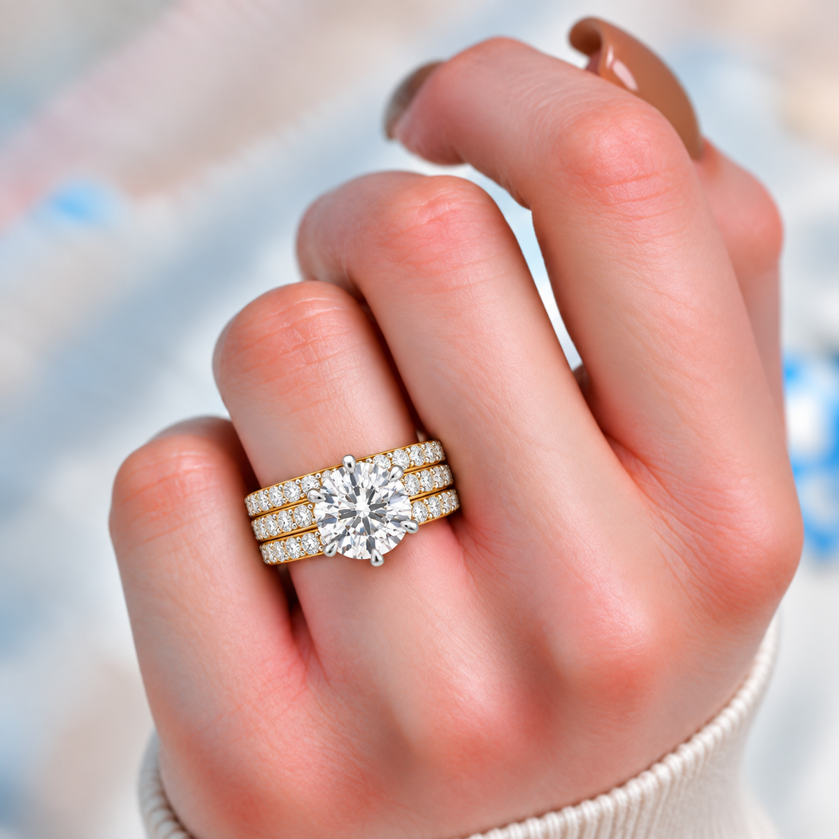 Round Triple Pave set