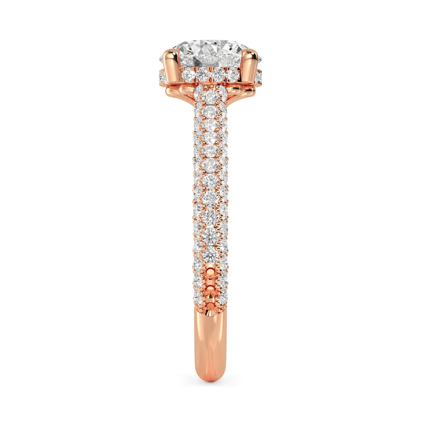 Round Hidden Halo Pave Set Solitaire Ring