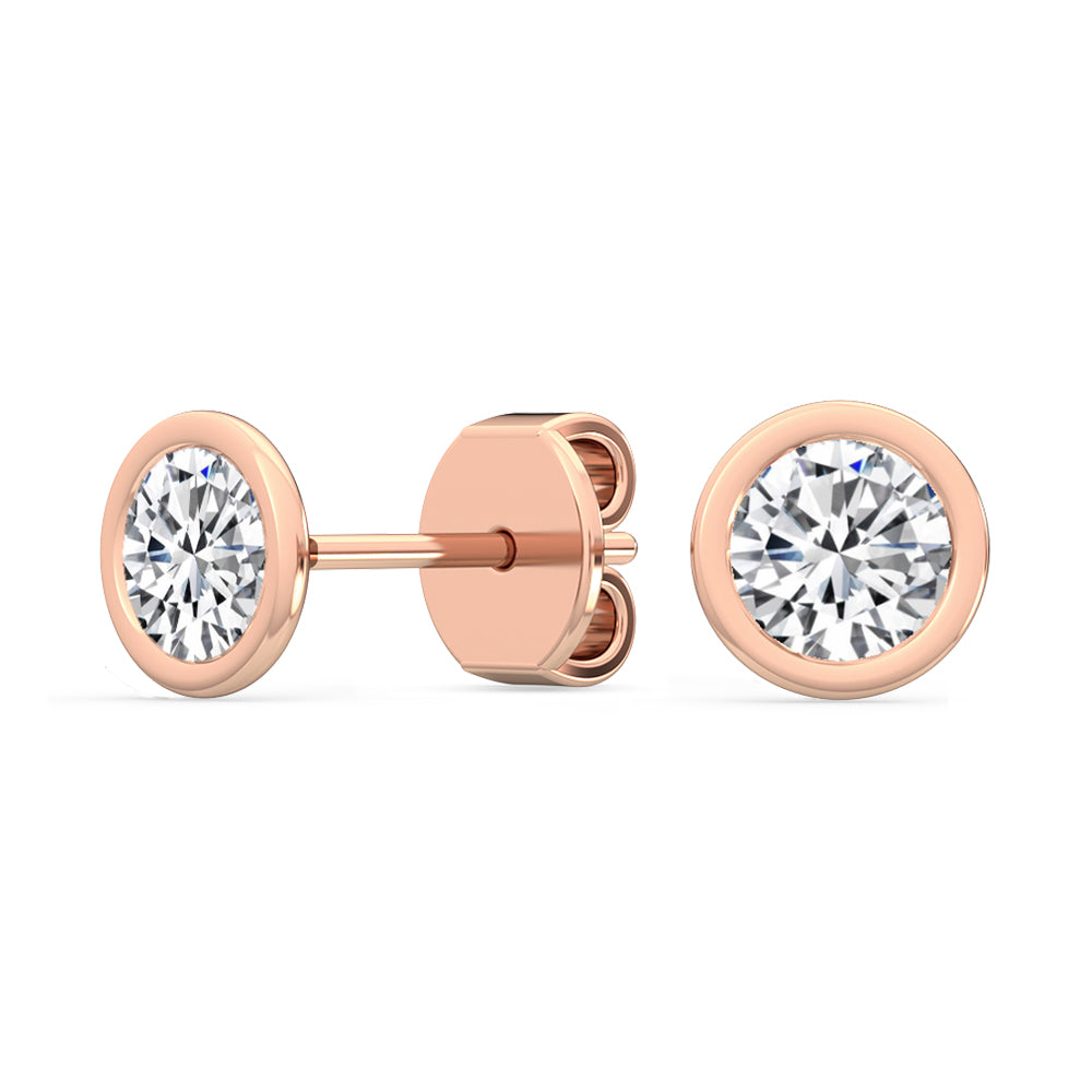 Bezel Set Round Solitaire Studs