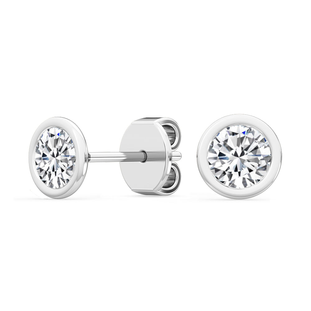 Bezel Set Round Solitaire Studs