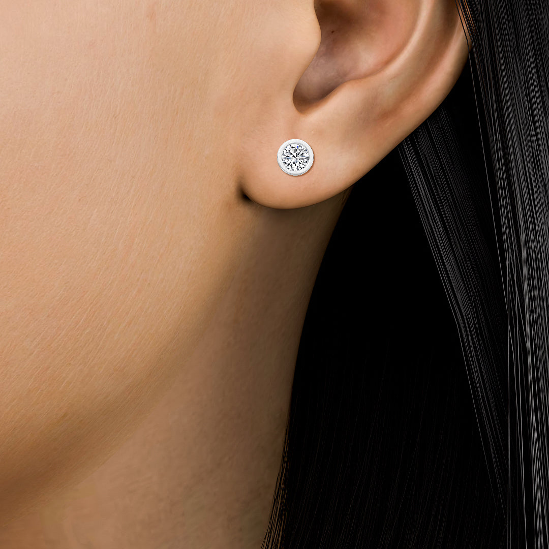 Bezel Set Round Solitaire Studs