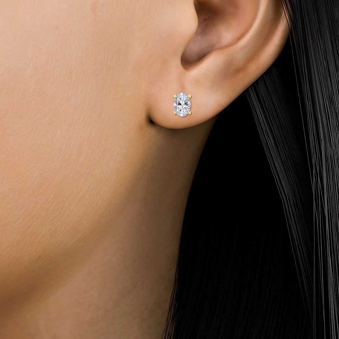 4 Prong Oval Solitaire Studs