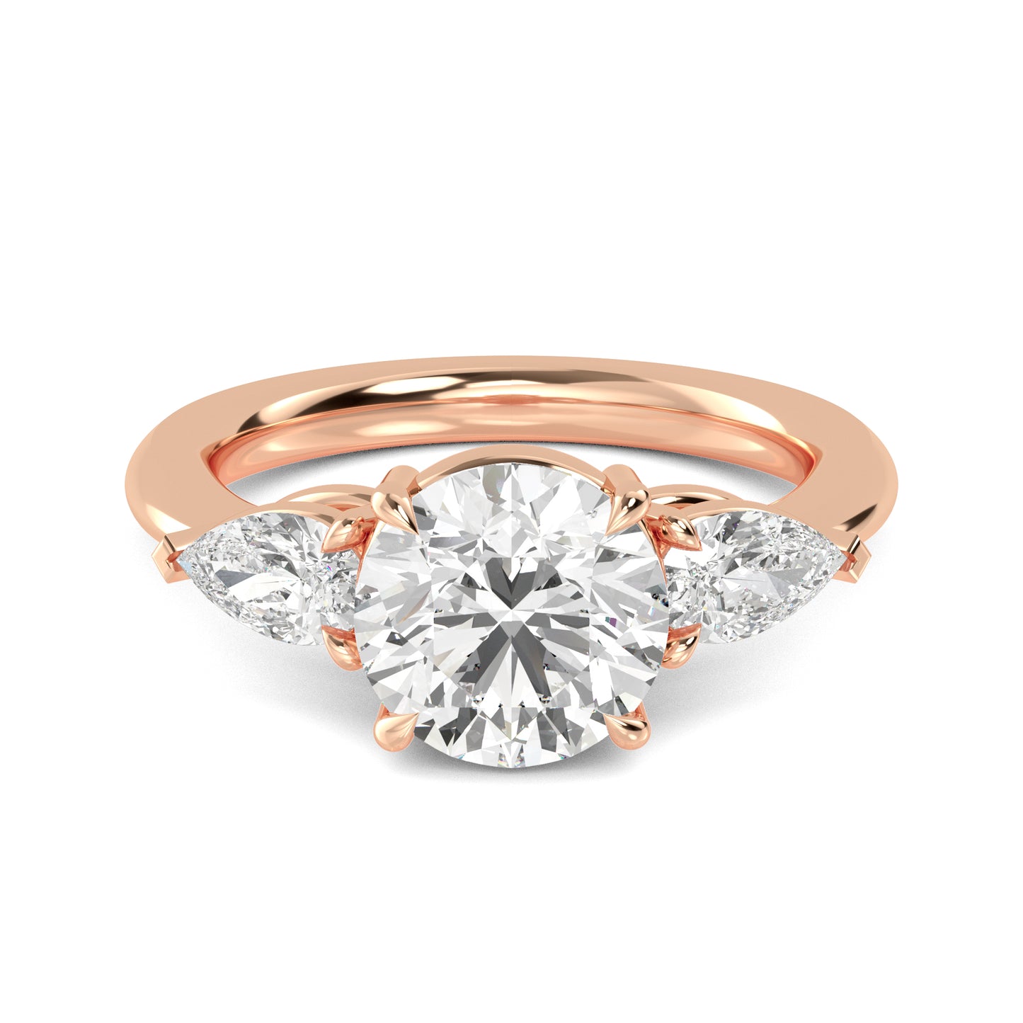 Round Pear Side Solitaire Ring