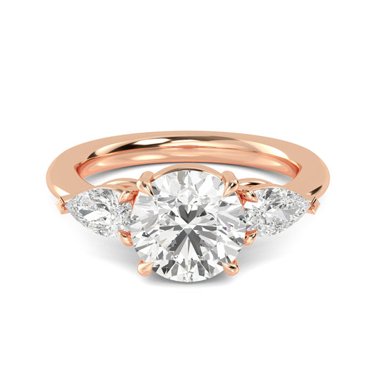Round Pear Side Solitaire Ring