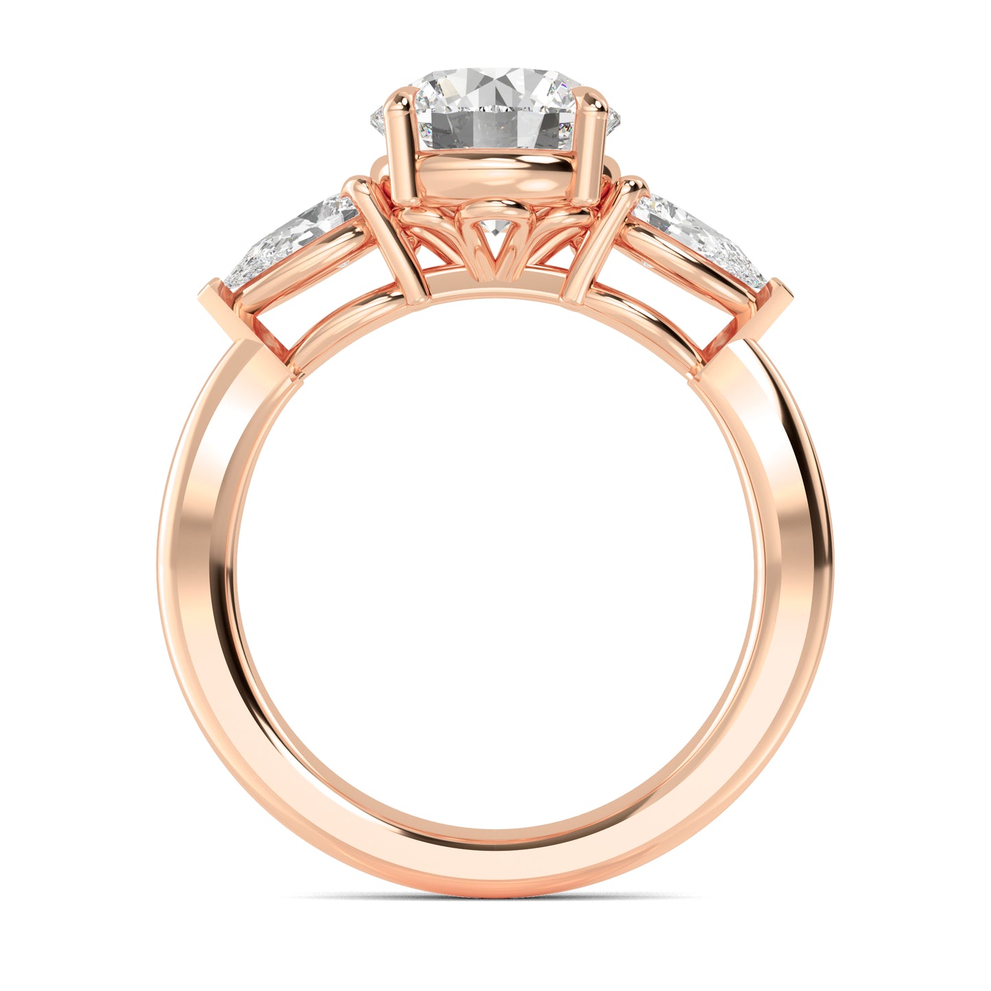 Round Pear Side Solitaire Ring