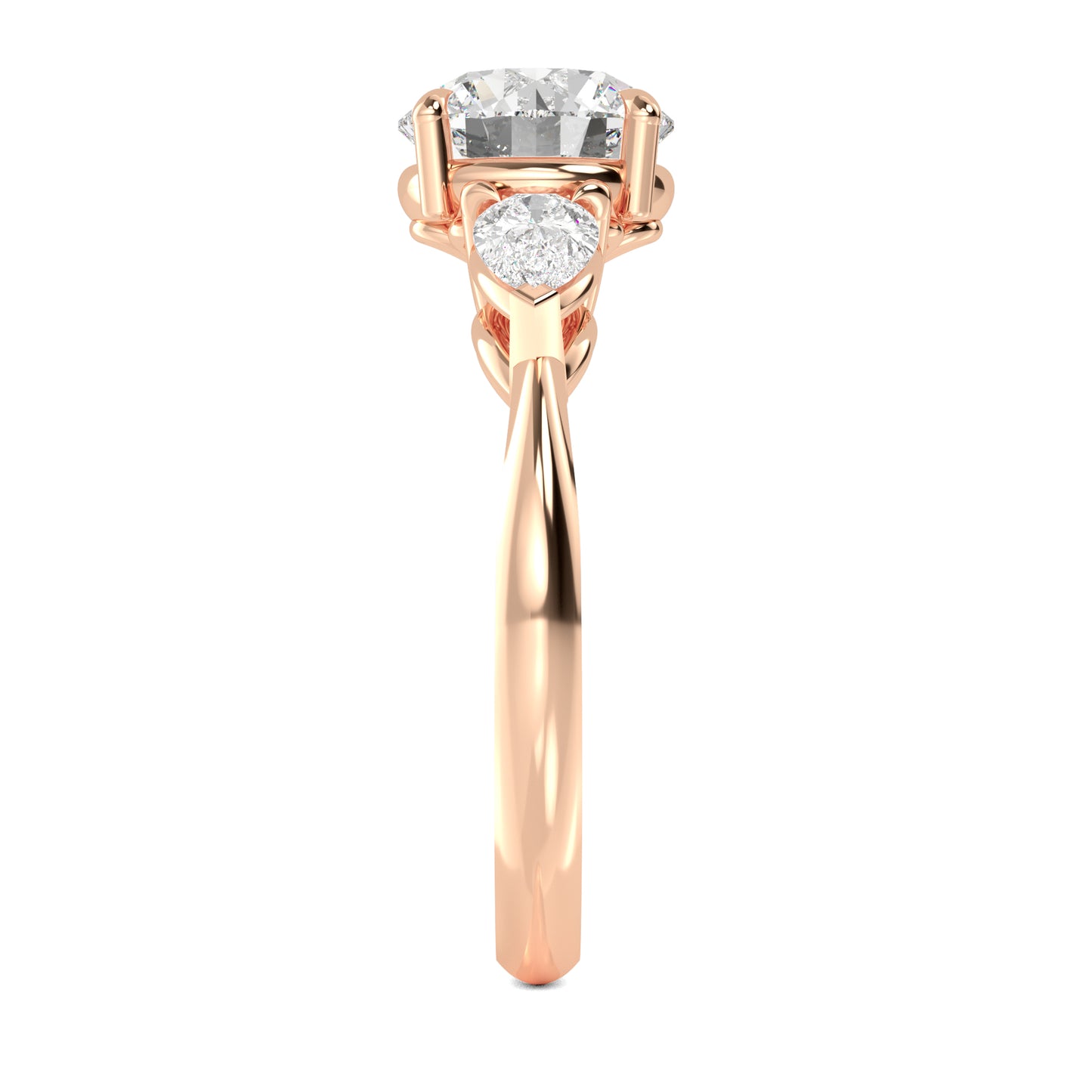 Round Pear Side Solitaire Ring