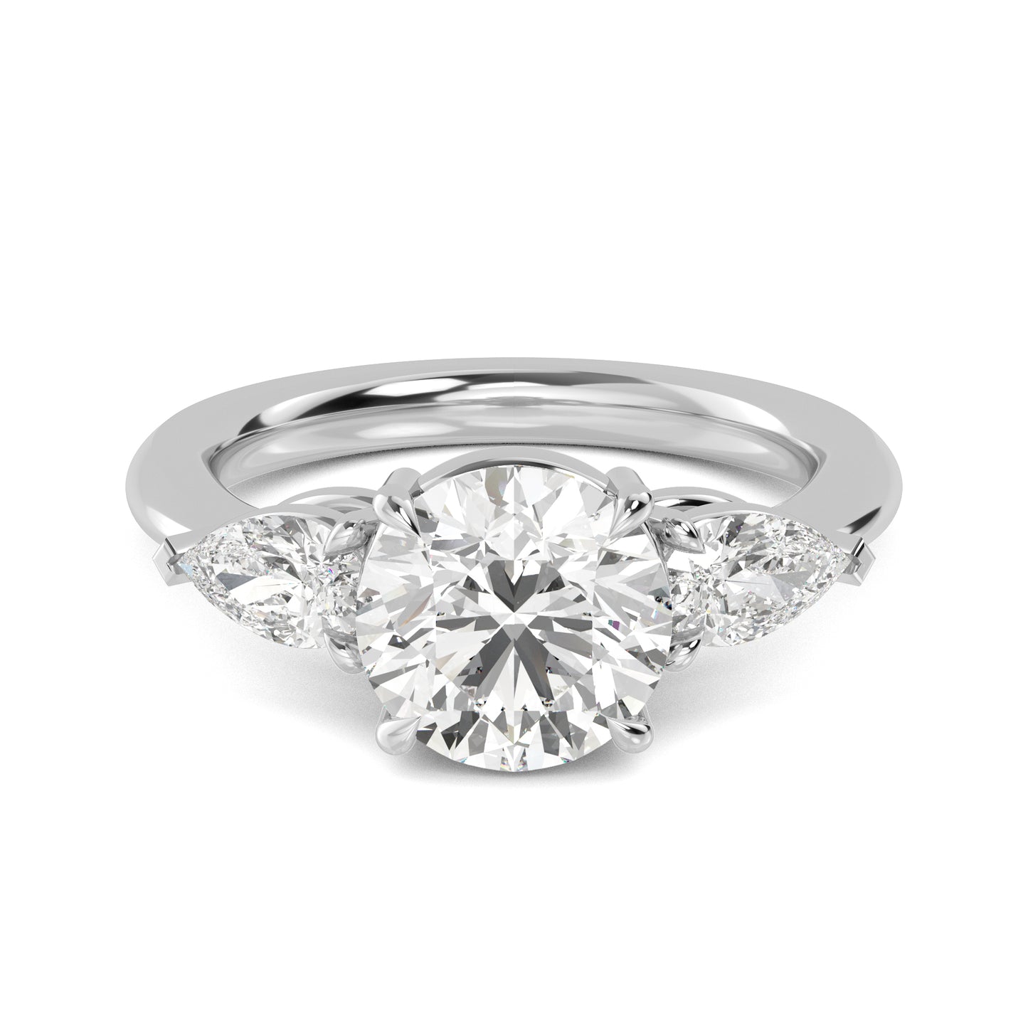Round Pear Side Solitaire Ring