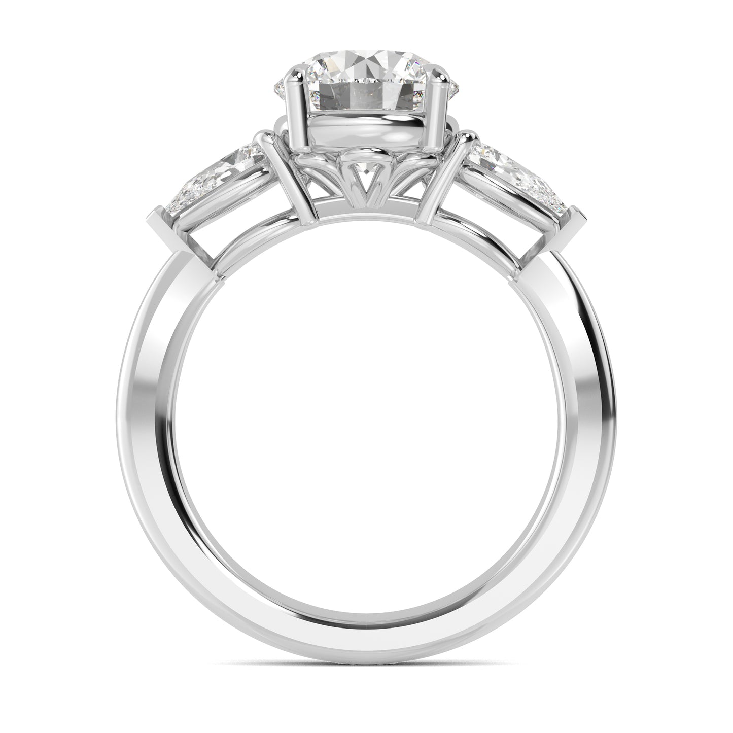 Round Pear Side Solitaire Ring