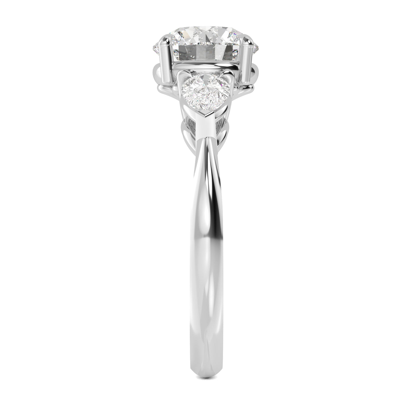 Round Pear Side Solitaire Ring