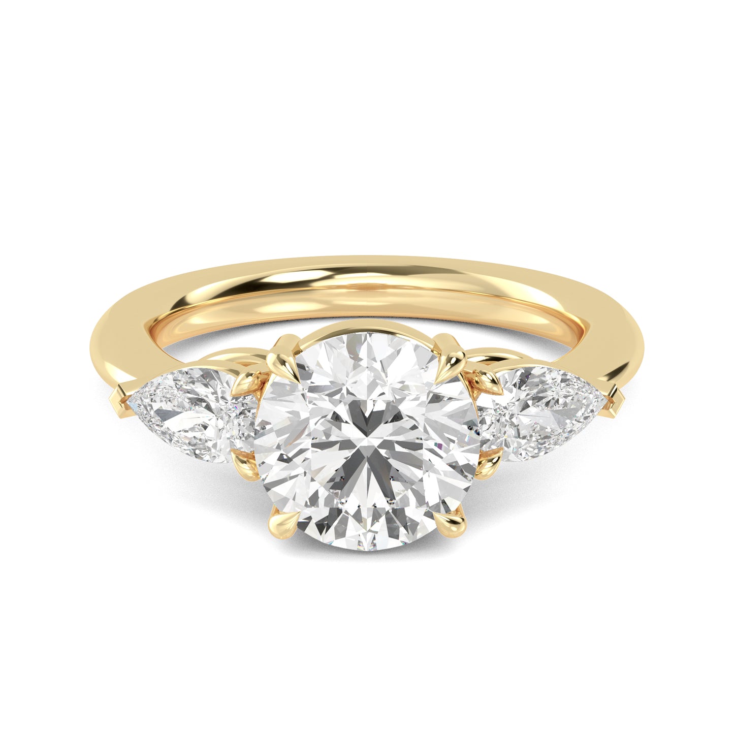 Round Pear Side Solitaire Ring