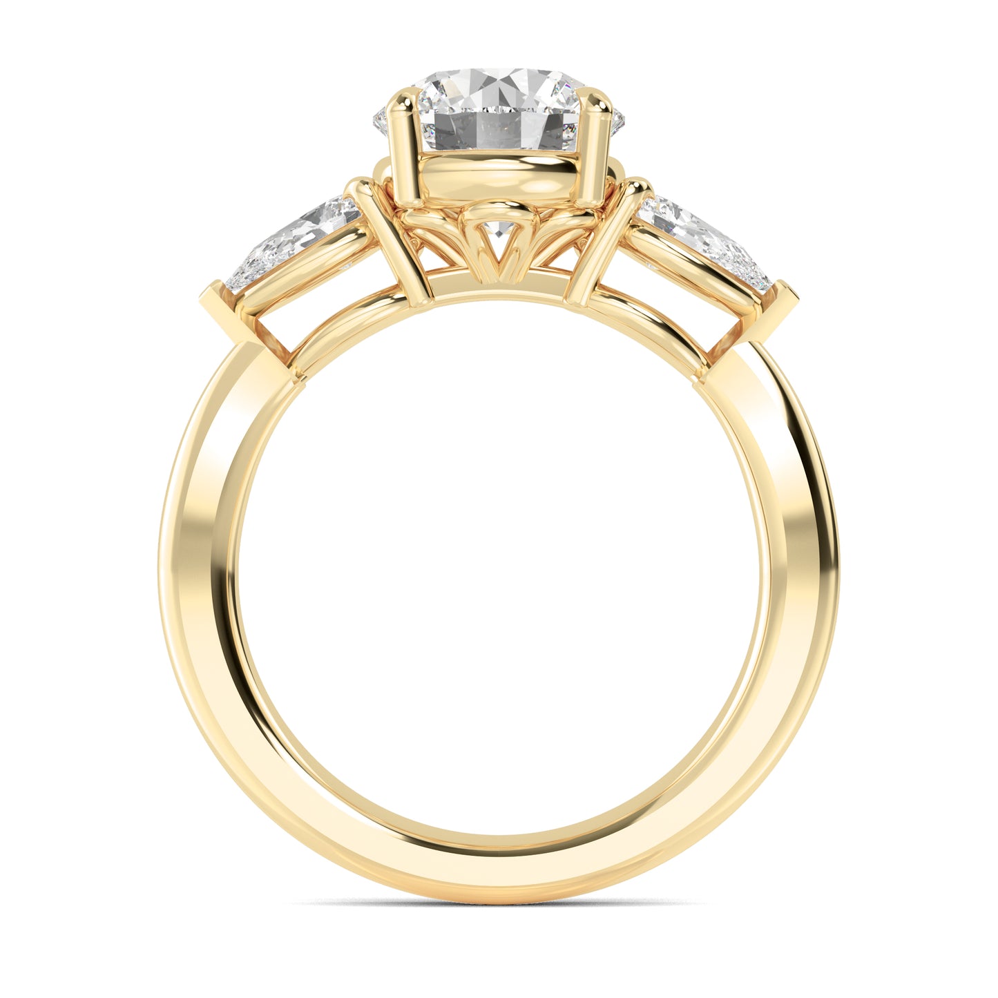 Round Pear Side Solitaire Ring