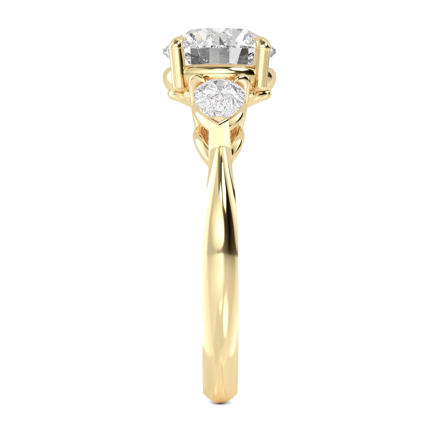 Round Pear Side Solitaire Ring
