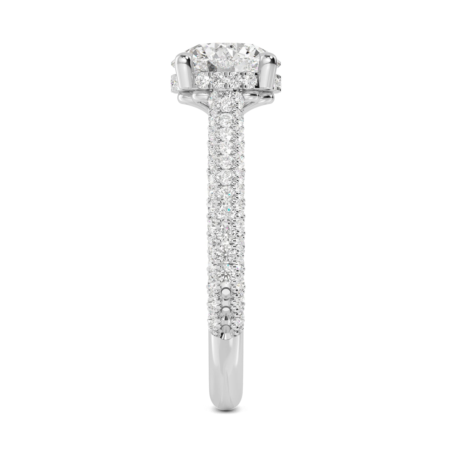 Round Hidden Halo Pave Set Solitaire Ring