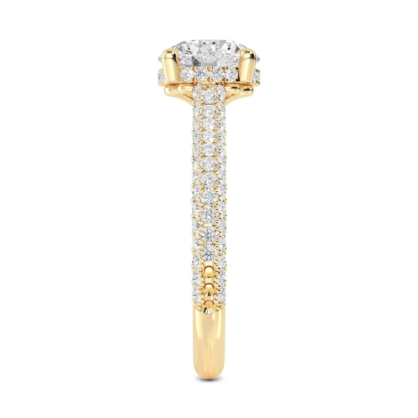 Round Hidden Halo Pave Set Solitaire Ring