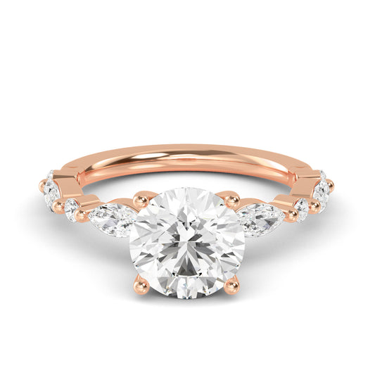 Round Marquise Shoulder Solitaire Ring
