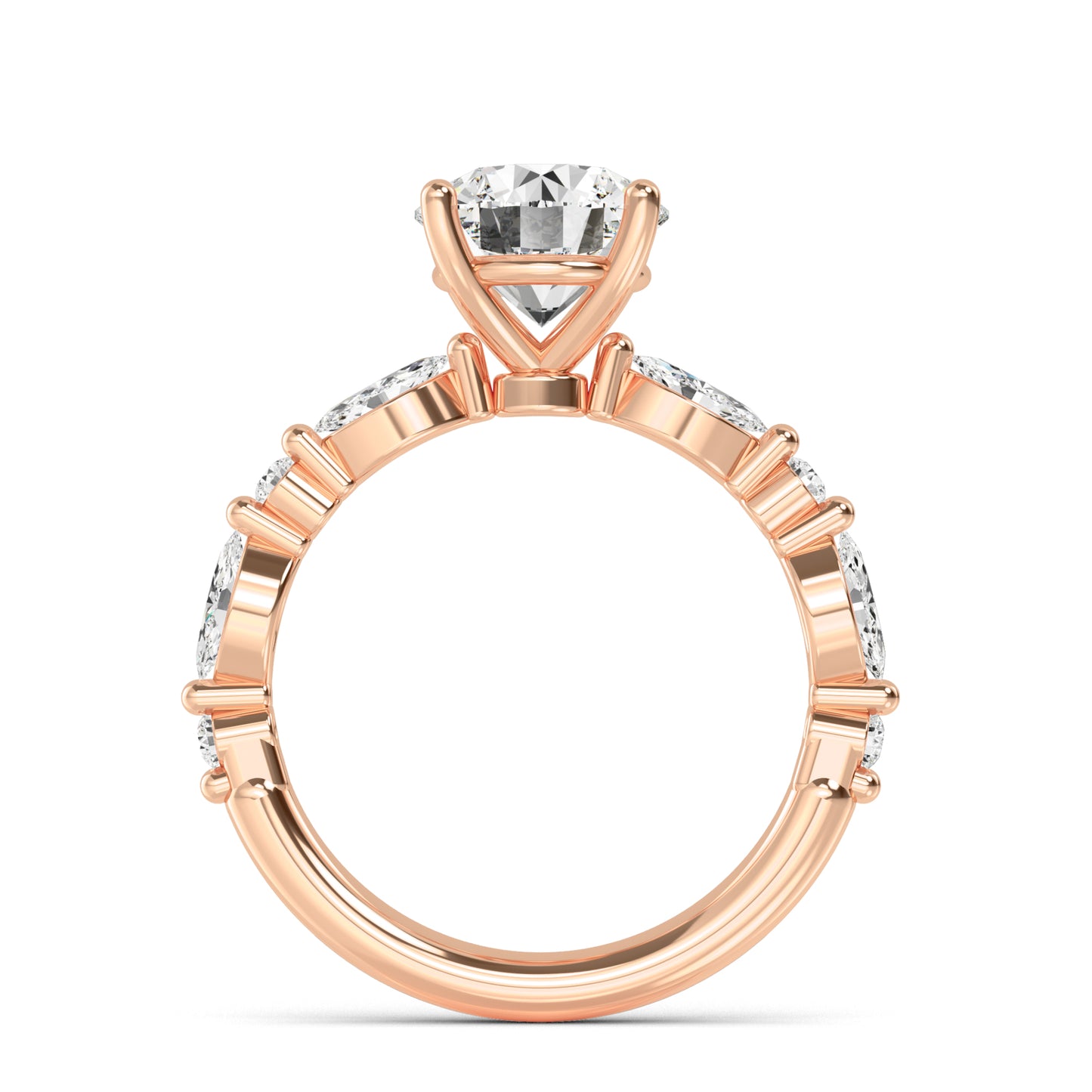 Round Marquise Shoulder Solitaire Ring
