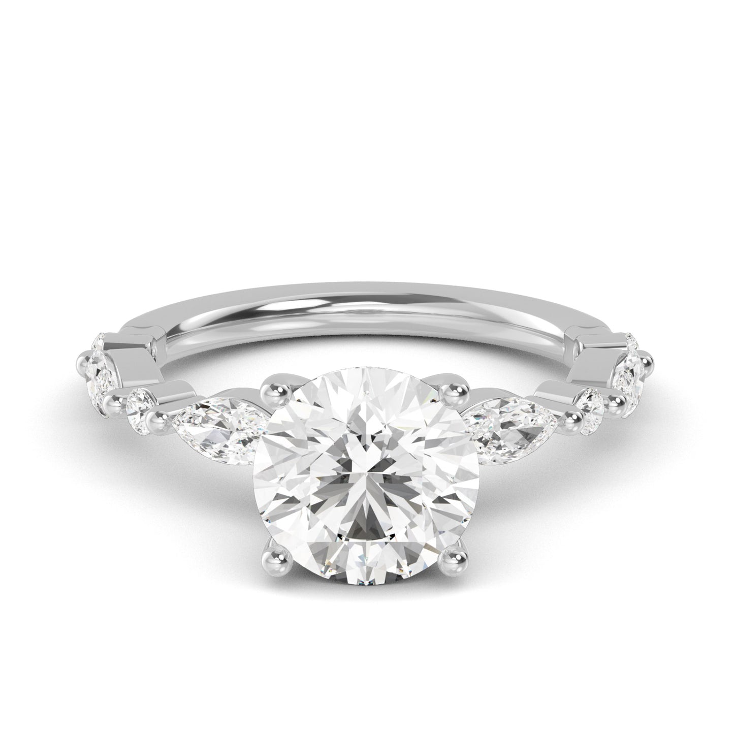 Round Marquise Shoulder Solitaire Ring